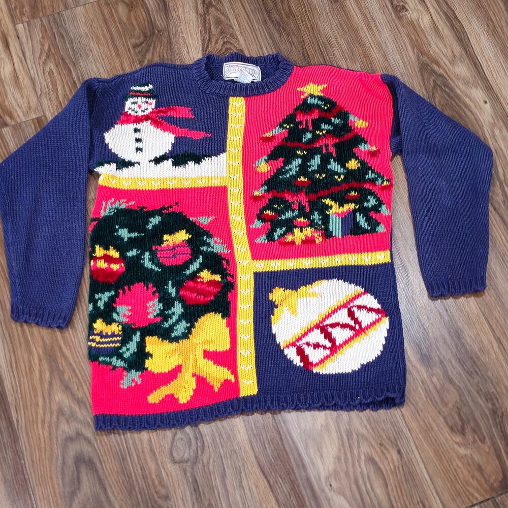 Nuggets Ugly Christmas Sweater Blue Red Yellow Size M‎ Cotton Blend Long Sleeve